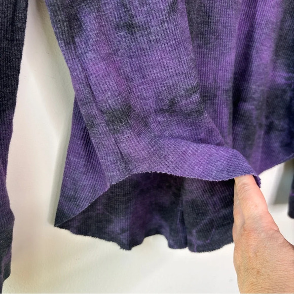 Michael Stars Black Purpler Tie Dye Marcy Cowl Neck Storm Wash Thermal Sz S NWT - Picture 6 of 13